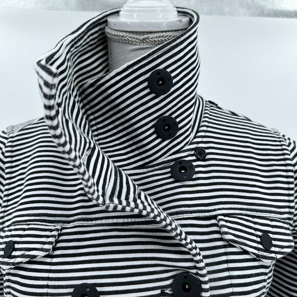 Hurley Black and White horizontal stripe High Colar button jacket size S - Picture 7 of 14